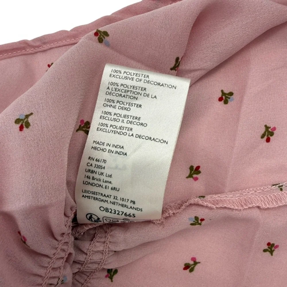 FREE PEOPLE New‎ Large Adore You Blouse Smocked Peplum Pink Floral Cottagecore